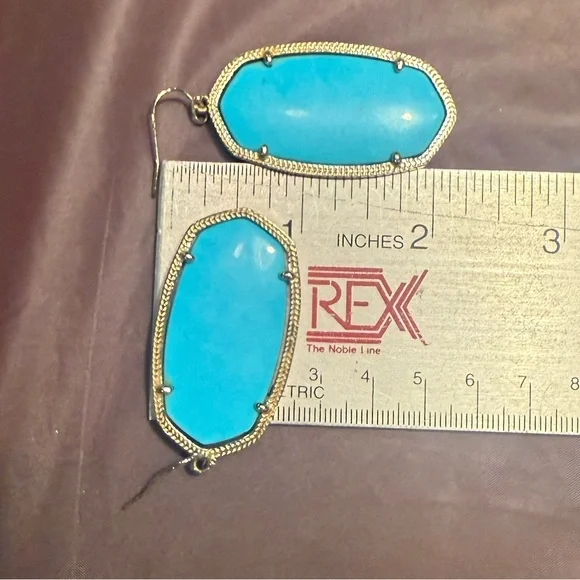 Kendra Scott Danielle Turquoise/14K Gold Plated Drop Earrings - Picture 4 of 6